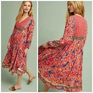 Anthropologie Red/Gold RD & Koko Pleasant Dress XL